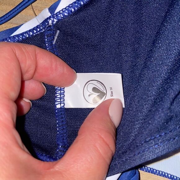 NWT LIMEAPPLE- "SALTY" STRIPE BIKINI SWIMSUIT- Size 16 - Picture 7 of 8